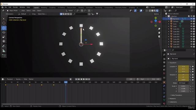 3. Animation. MODEL AND ANIMATE MOVING CLOCK in Blender