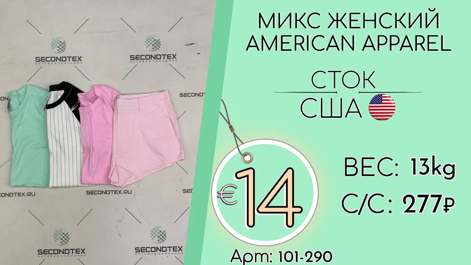 101-290 #1673 Микс женский American Apparel Всесезон США