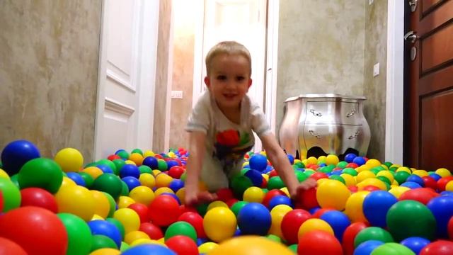 Funny kids Bought a Million Balls in the Home