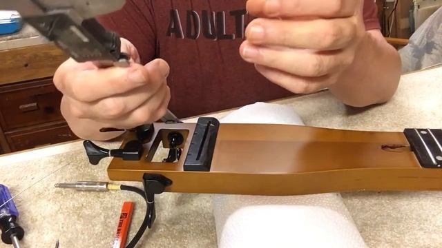 Boudreau Guitars - Rich's Anygig Travel Bass Part 3, working on the bridge