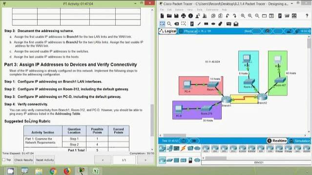 Packet Tracer - Designing and Implementing a VLSM Addressing Scheme