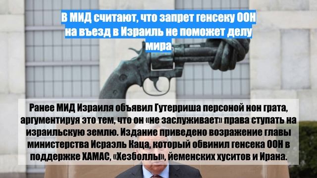 В МИД считают, что запрет генсеку ООН на въезд в Израиль не поможет делу мира