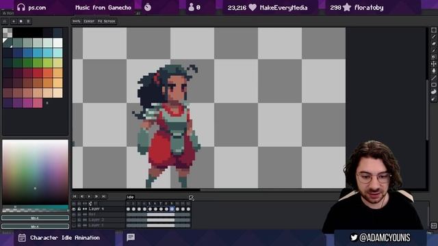 39 - Simple Character Idle Animation. PIXEL ART CLASSES by AdamCYounis