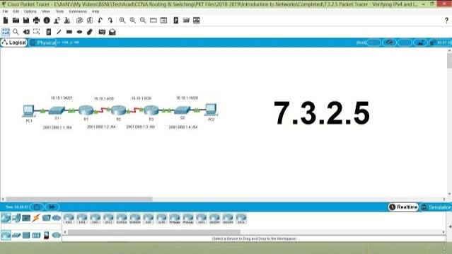 Packet Tracer V7.2 - Verifying IPv4 and IPv6 Addressing