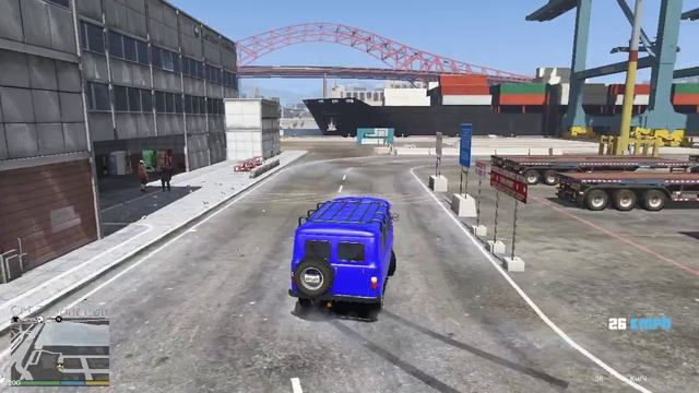 GTA V супер дрифт на UAZ-3962 буханке в доках в гта 5,