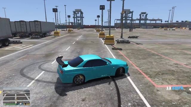 GTA 5 Nissan Skyline R34 GTR дрифт в доках в гта 5 на легенде,