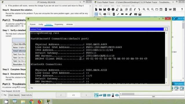 Packet Tracer - Troubleshooting IPv4 and IPv6 Addressing