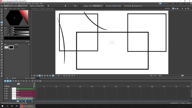 33 Заливка на другом уровне по сравнению с линиями в Tahoma2D (альтернатива OpenToonz)