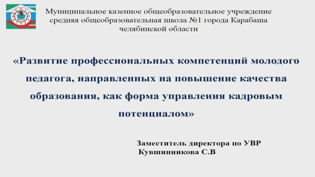 Развитие профессиональных компитенций молодого педагога, направленных на повышение качества образова