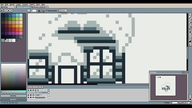 Snowy Cabin 2. PIXEL ART Timelapse by Fever Night