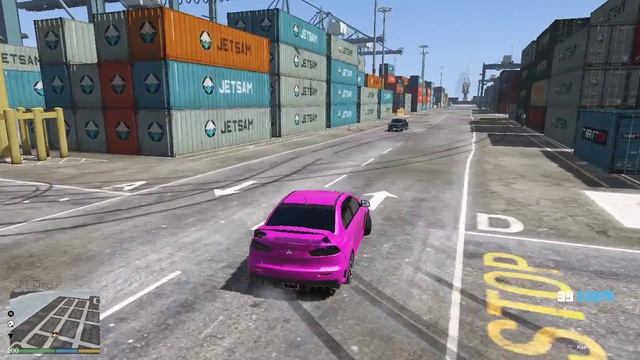 GTA 5 Mitsubishi Lancer Evo X DRIFT супер мощный дрифт в доках в гта 5,