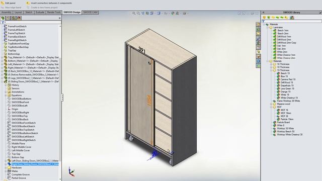 Material configuration Functionality in SWOOD for SolidWorks