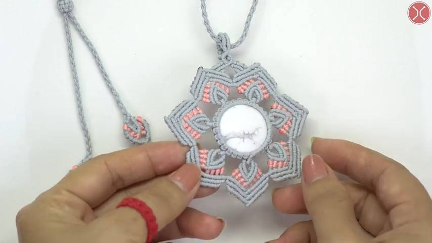 Macrame necklace tutorial ｜ Macramé Necklace with Flower ｜ DIY Macrame Flower Pendant Design