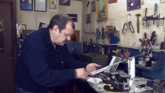Как заточить нож из легированного булата Пампуха И.Ю на заточном станке Профиль.Часть 2