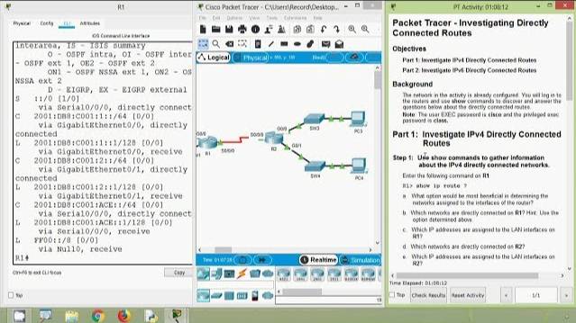 Packet Tracer - Investigating Directly Connected Routes