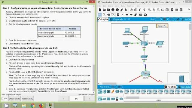 Packet Tracer - DNS and DHCP