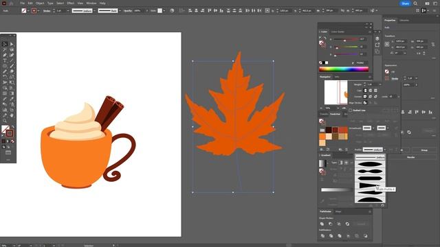 РИСУЕМ ОСЕННЮЮ ЧАШЕЧКУ С ПЕНКОЙ И КОРИЦЕЙ В ADOBE ILLUSTRATOR