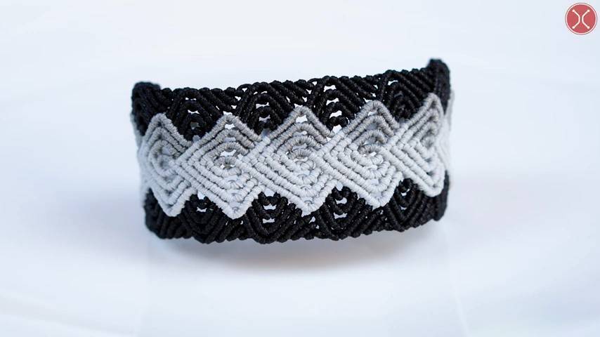 Macrame tutorial： Waves Bracelet tutorial ｜ how to make a wide bracelet with a pattern ｜ DIY