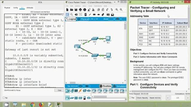 Packet Tracer - Configuring and Verifying a Small Network