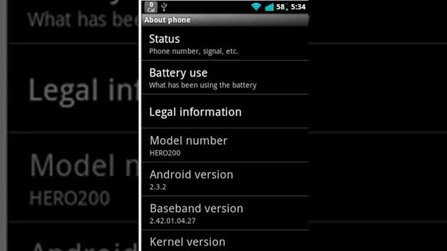 HTC Hero running Gingerbread