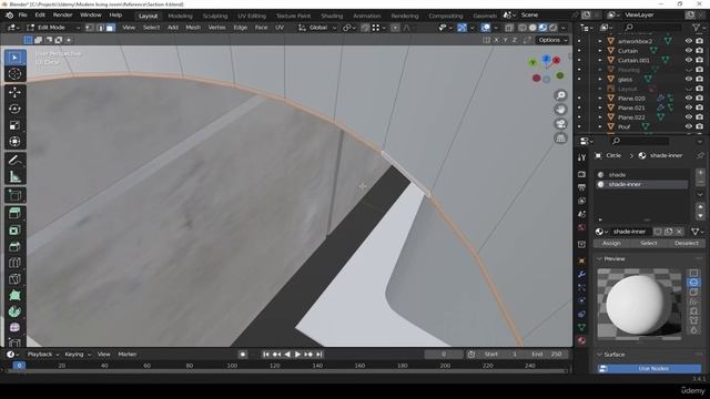 26. materials to floor lamp. RENDERING MODERN LIVING ROOM in Blender видео уроки