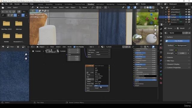 34. Curtain texture. RENDERING MODERN LIVING ROOM in Blender видео уроки