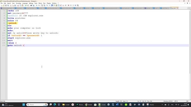 как сделать винлокер в блокноте