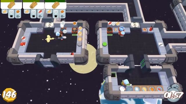 [World Record] Overcooked Level 5-1 3 player coop 3 stars score 328