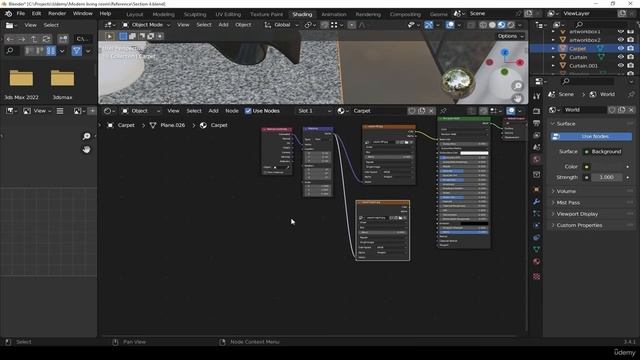 28. Texturing the carpet. RENDERING MODERN LIVING ROOM in Blender видео уроки