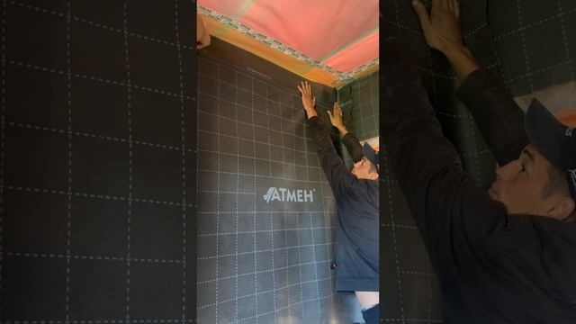 Монтаж ветрозащитной мембраны АТМЕН на перегородки
