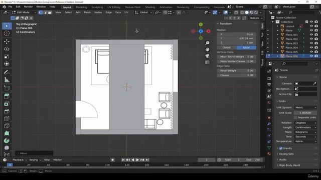 06. Creating the flooring. RENDERING MODERN LIVING ROOM in Blender видео уроки