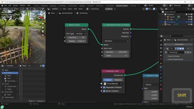 42. Creating Grass Clumps. BLENDER GEOMETRY NODES LEARNING