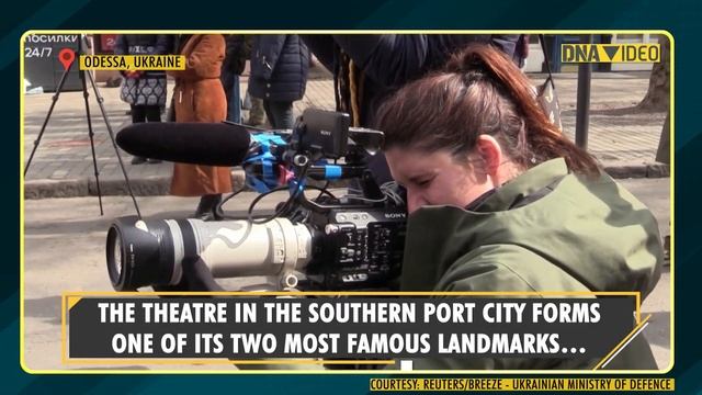 Ukrainian military band plays concert by outside Odessa theatre