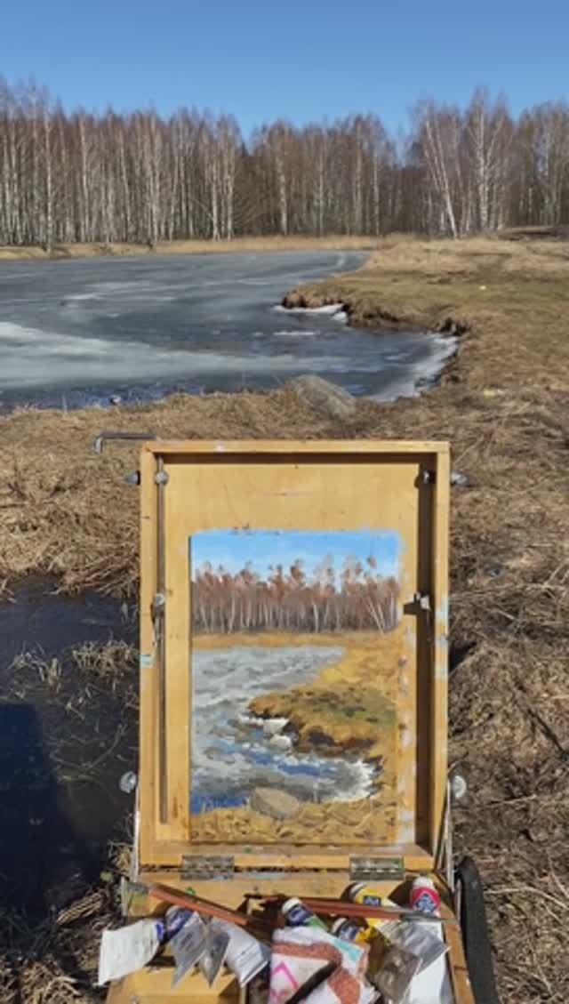 Ледяной пруд. Холст, масло.