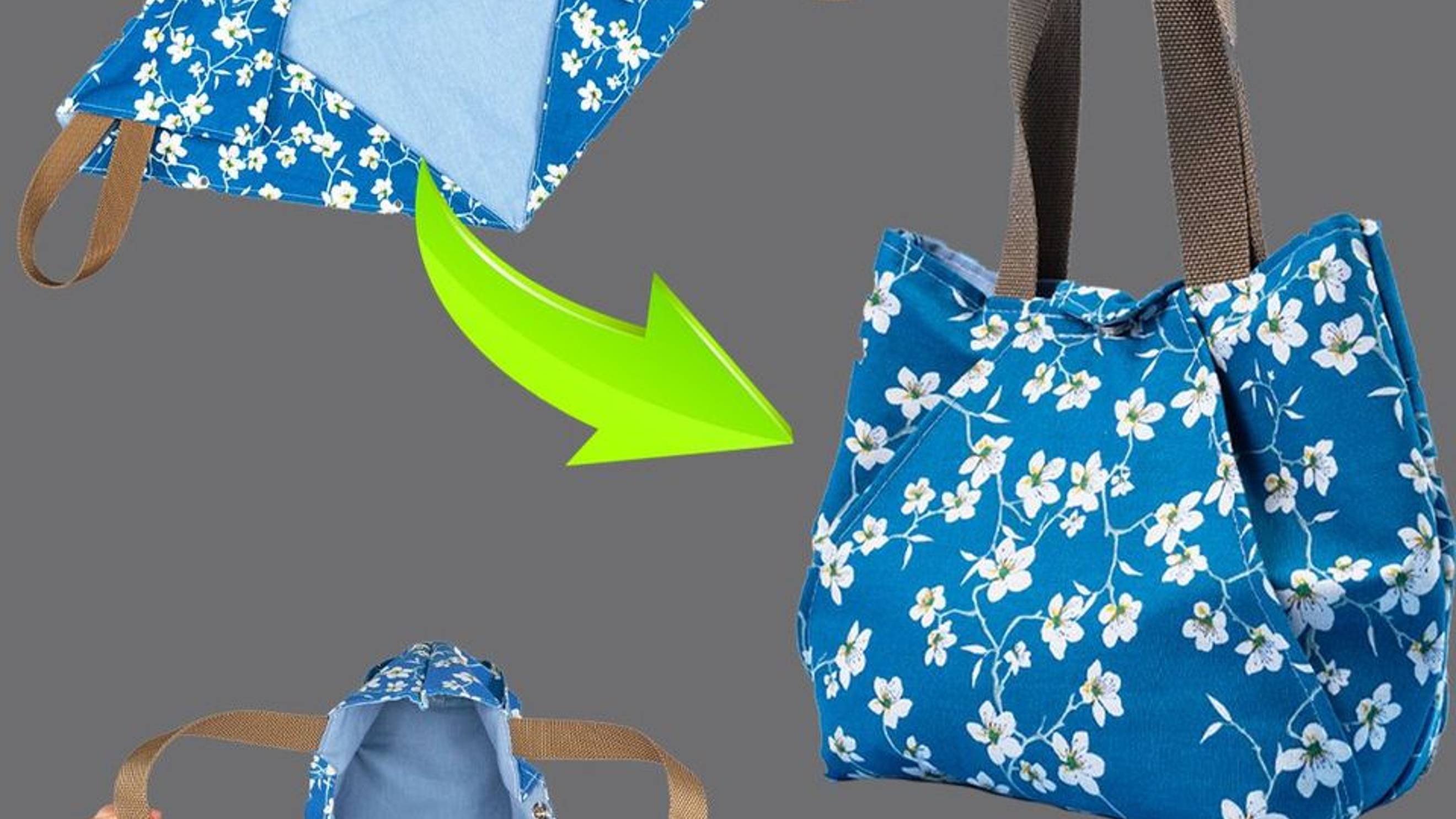 Милая сумка своими руками из прямоугольного куска легко!👜✂️