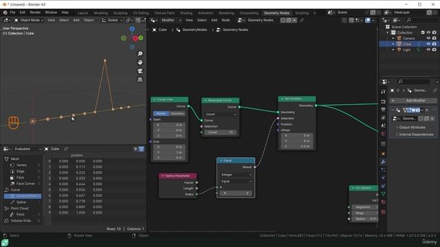 38. Reshaping Curves. BLENDER GEOMETRY NODES LEARNING