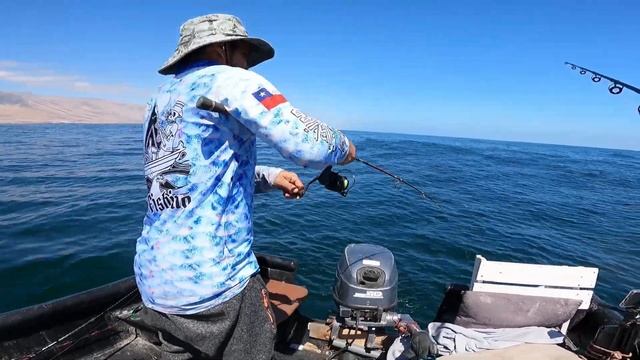 Crazy fishing on a boat