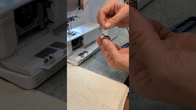 Threading the bobbin on a Bernina sewing machine