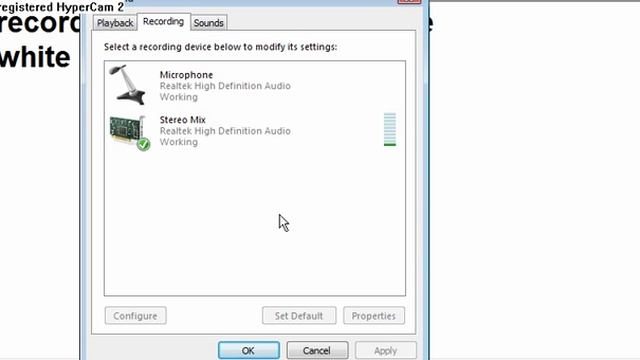 How to get sound on Hypercam 2 for the Windows Vista.