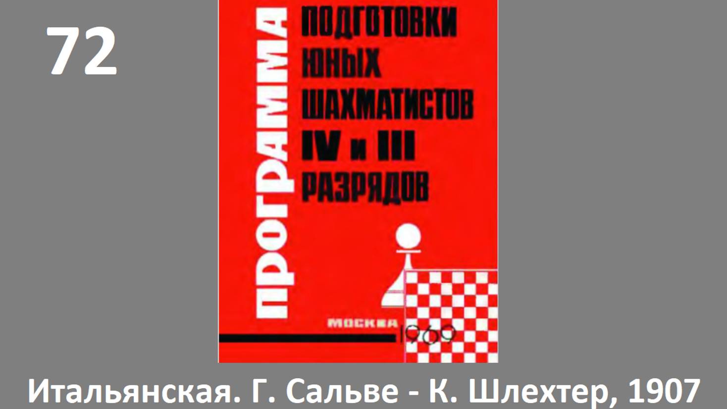 Шахматы в школе.№72 Итальянская партия. Сальве - Шлехтер, 1907. Голенищев.