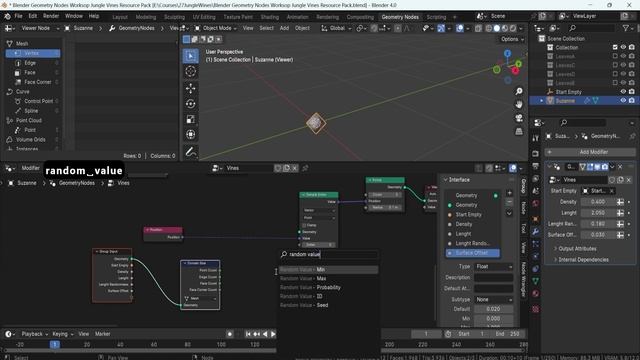 08 - Random Points for Vine Spawn. GEOMETRY NODES JUNGLE VINES in Blender