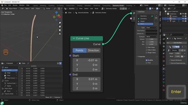 39. Creating a Blade of Grass. BLENDER GEOMETRY NODES LEARNING