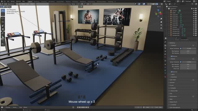 Modern Isometric Gym in Blender - 3D Modelling Process