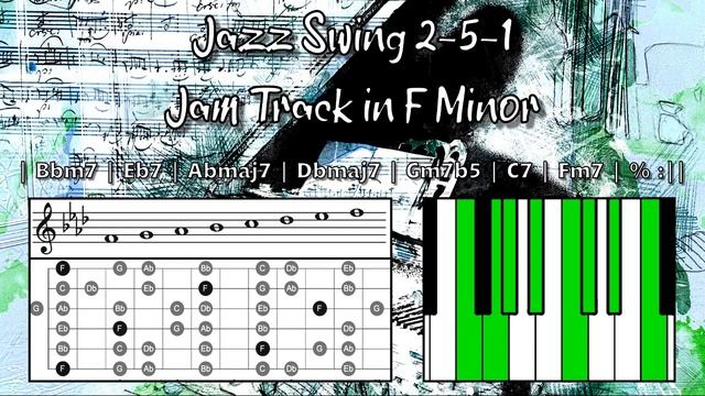 Jazz Swing 2-5-1 Jam Track in F Minor 🎸 Guitar Backing Track