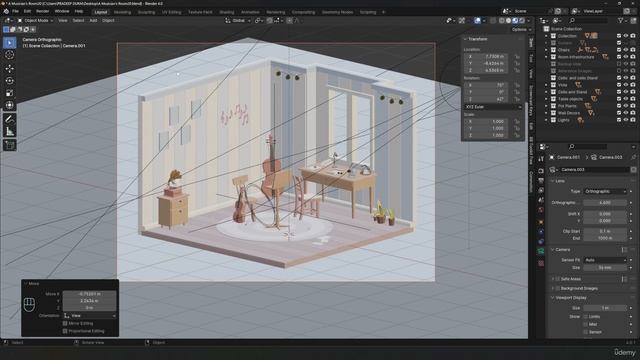 34. Setting up the Orthographic Camera. ISOMETRIC SCENE в Blender видео уроки