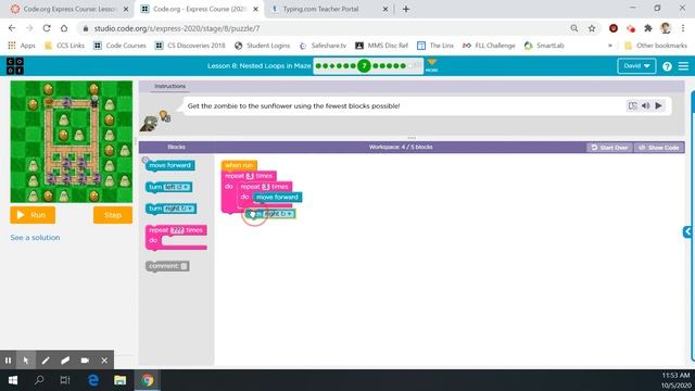 Code.org Express Course: Lesson 12 - Nested Loops in Maze