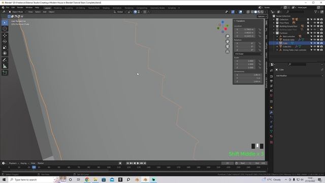 12 - Modeling Staircase. CREATING A MODERN HOUSE in Blender