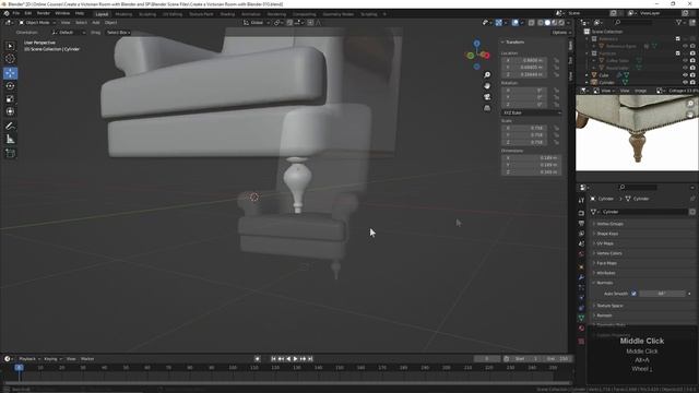010. Creating the Legs of the Chair in BLENDER Victorian Room