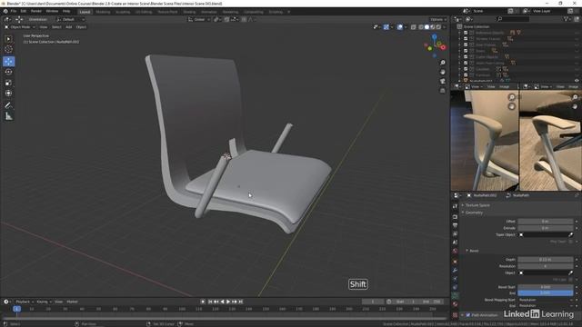 44. Modeling the chair arms. ARCHITECTURAL VISUALIZATION in Blender Substance Painter