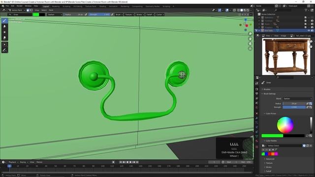 083. Texturing the End Table in BLENDER Victorian Room